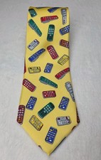 "Channel Surfer" Silk Necktie By Alynn Neckwear Yellow Made In USA Novelty
