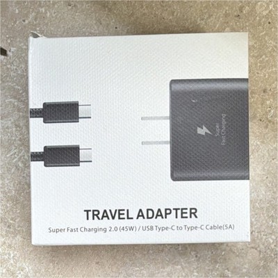 Super Fast Charging 45W Wall Charger Travel Adapter USB Type-C Cable Black