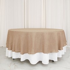 90" Natural Round Faux Burlap Tablecloth Wedding Table Party Decorations
