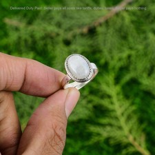 Valentines Sale Rainbow Moonstone Gemstone 925 Silver Statement New Ring Jewelry