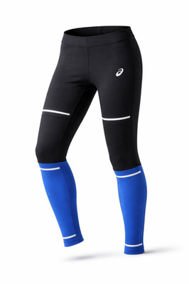 Asics Lite-Show Herren Lauftights Leggings Large schwarz blau reflektierend Gym