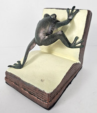 Vintage Large Tree Frog Climbing Book Bookend Metal Frog Resin Bookend Decor