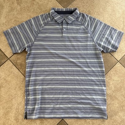 Rhone Youth Boys Polo Golf Shirt Blue Stripes Size Medium Back To School