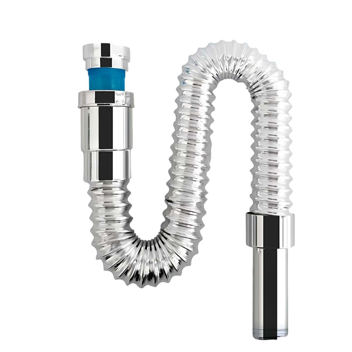 Siphon flexible de 41cm chromé, la solution pour évacuation désalignée
