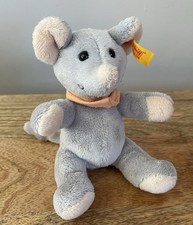 Steiff Cosy Friends 110467 Plush Mouse Gray with Neckerchief Bandana Button Ear