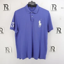 Mens Polo Ralph Lauren Custom Slim Fit Golf Polo Shirt Size XL  Blue #3 Big Pony