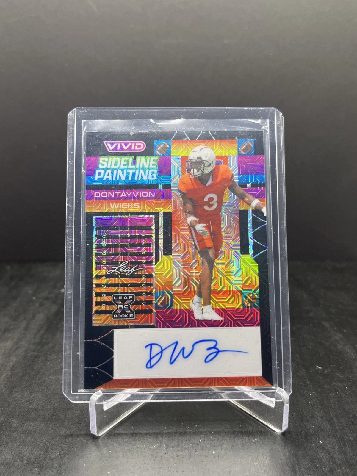 Dontayvion Wicks Leaf Vivid Sideline Painting Autographs #SPDW2 Gray Mojo
