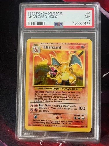 1999 Pokemon Base Set Unlimited WOTC Charizard Vintage Holo 4/102 PSA 7 NM