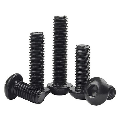 Durable 125PCS Button Head Screws - M3 Alloy Steel with Black Oxide Finish