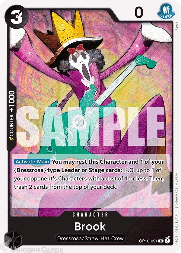 OP10-091 Brook : Common English One Piece TCG Card : OP10: Royal Blood