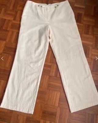 Toast high waist, wide leg, cream 100% cotton twill lined trousers Size 16 36'' W