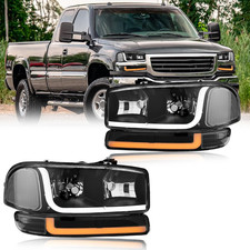 LED DRL Headlight Compatible with 1999-2007 GMC Sierra 1500/2001-2007 GMC Sierra