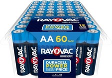 Rayovac AA Batteries, Double A Battery Alkaline, 60 Count AA, Multicolor