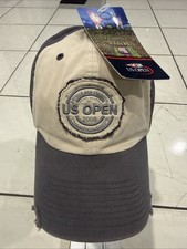 NWT 2008 US Open Tennis Distressed Hat Gray/Beige Strap Back Twins Enterprise