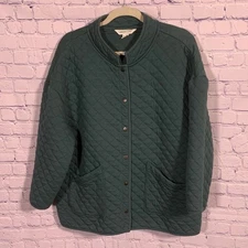 Coldwater Creek Womens Quilted Snap Front Jacket Green Size 1X Casual Equestrian