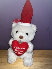 Vintage 80s Russ Berrie Musical Windup Christmas Warms The Heart Bear Plush
