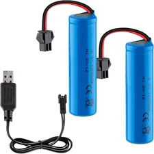 3.7V 1200Mah Li-Ion Battery 2PCS 3.7Volt Rechargeable Batteries with USB Charger