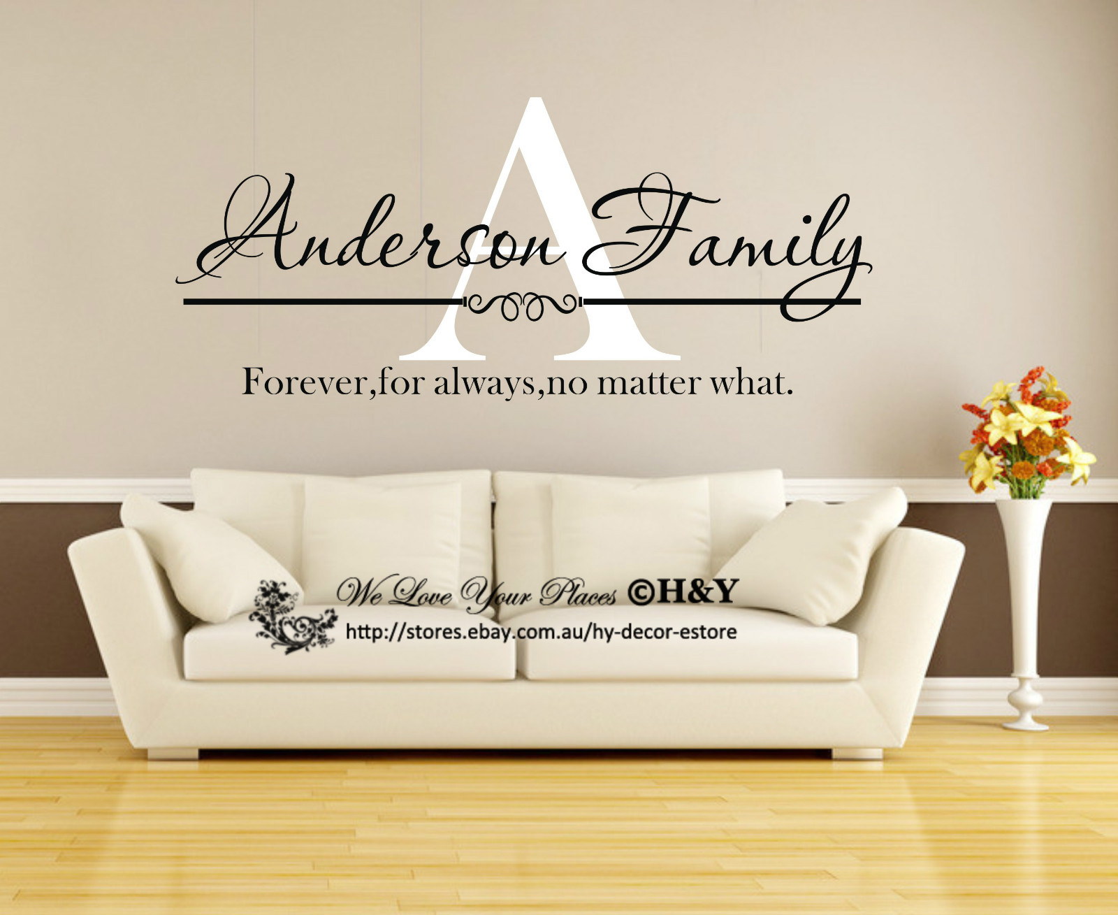 Custom Personalized Family Name Wall Stickers Vinyl Wall Decals Art