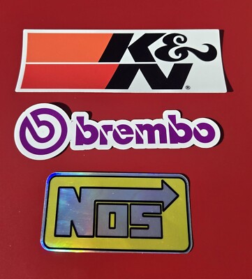 Brembo, K&N, NOS  Vinyl Car Window Decal three Iconic Brands-free  shipping