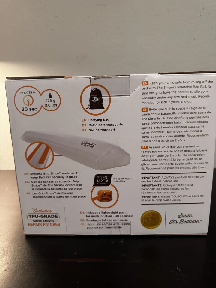 Paquete de 2 rieles de cama inflables portátiles protector de seguridad parachoques laterales para niños Wally Foto 2 de 4