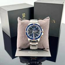 Bulova Marine Star 45MM Blue Dial Chronograph Men's Watch 98B301