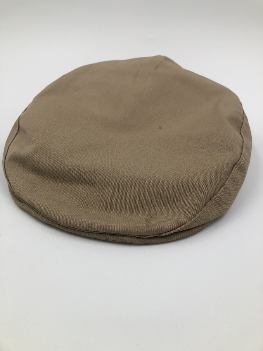 Vintage Tan Flat Cap Hat Double Button Bill Beige Polyester 50 CM