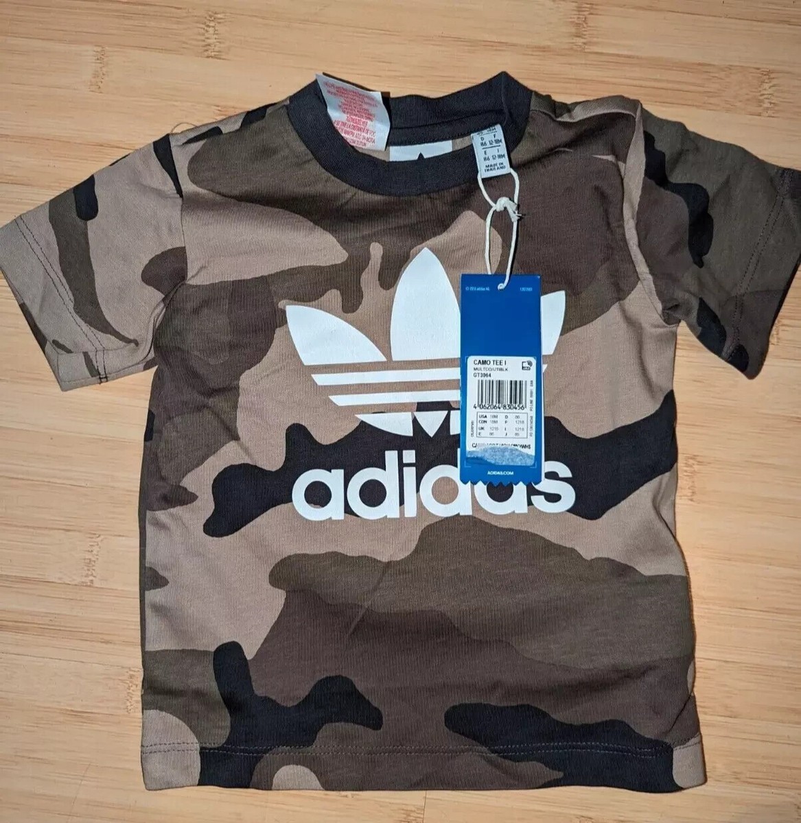 Adidas Originals T Shirt Age 3-4 Years Camouflage New Tags Short