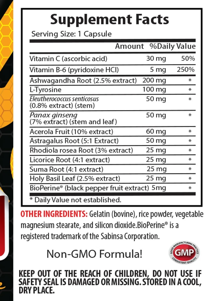 肾上腺疲劳补充剂 - ADRENAL 支持 - 帕纳克斯人参根提取物 2B — 第 2/4 张图片