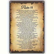 Psalm 91 Vintage Style 8" x 12" Metal Sign " Prayer of Protection "