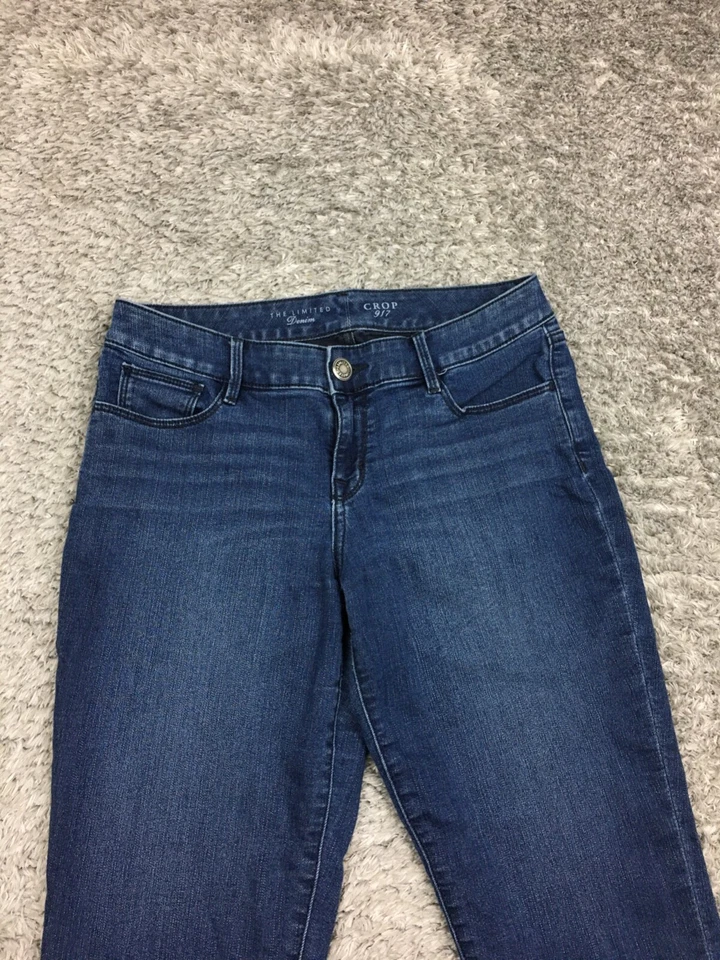 Pantalones de mezclilla The Limited Crop 917 para mujer talla 8 azul lavado oscuro mezcla de algodón Foto 2 de 4