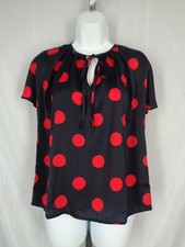 Banana Republic Polka Dot Tie Neck Flutter Sleeve Satin Blouse Top Size XS