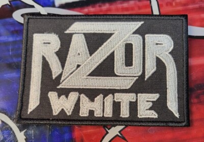 EMBROIDERED RAZOR WHITE HEAVY METAL BAND PATCH (Please Read Ad)