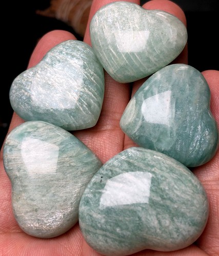 75g 5 amazonite Quartz heart crystal for love jewellery making Amazon gemstone - Picture 4 of 6