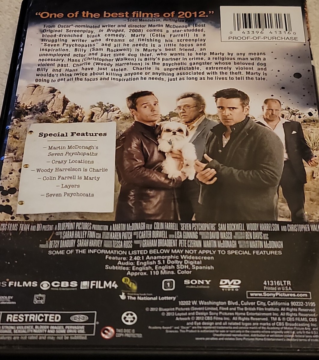 Seven Psychopaths DVD Christopher Walken , Colin Farrell , Woody