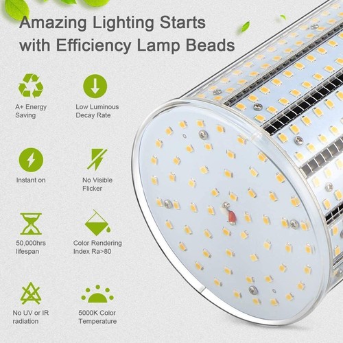100W LED Corn Bulbs Light Replace 400W MH/HPS Warehouse Parking Lot Light 5000K - Picture 11 of 12
