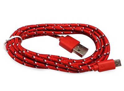 4x 6Ft Micro USB Charger Sync Data Cable Nylon Braided Samsung Galaxy, HTC - Red