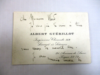 Antique French Business/Social Calling Card Albert Guerillot