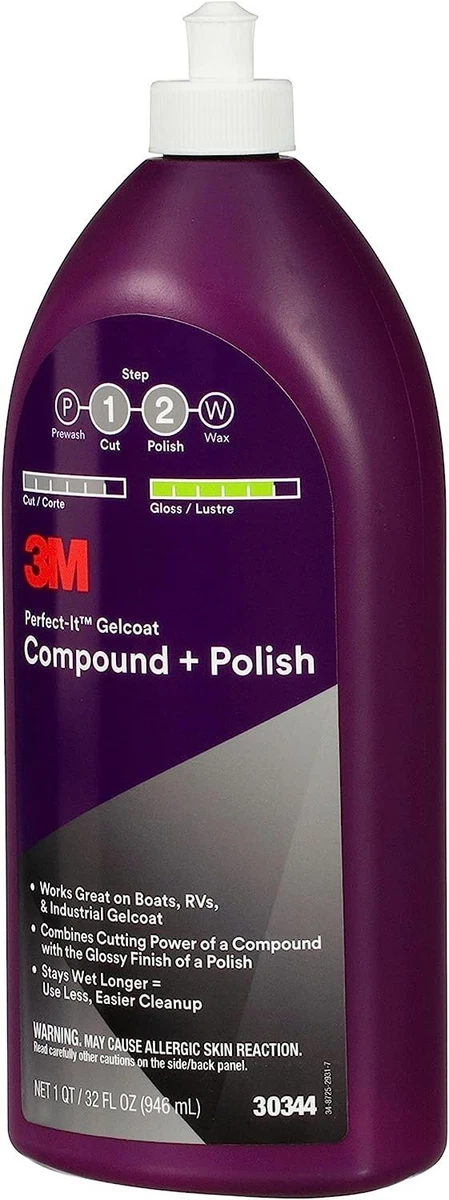 3M Perfect-It Gelcoat Compound + Polish 30344, 1 qt (32 fl oz/946 mL)