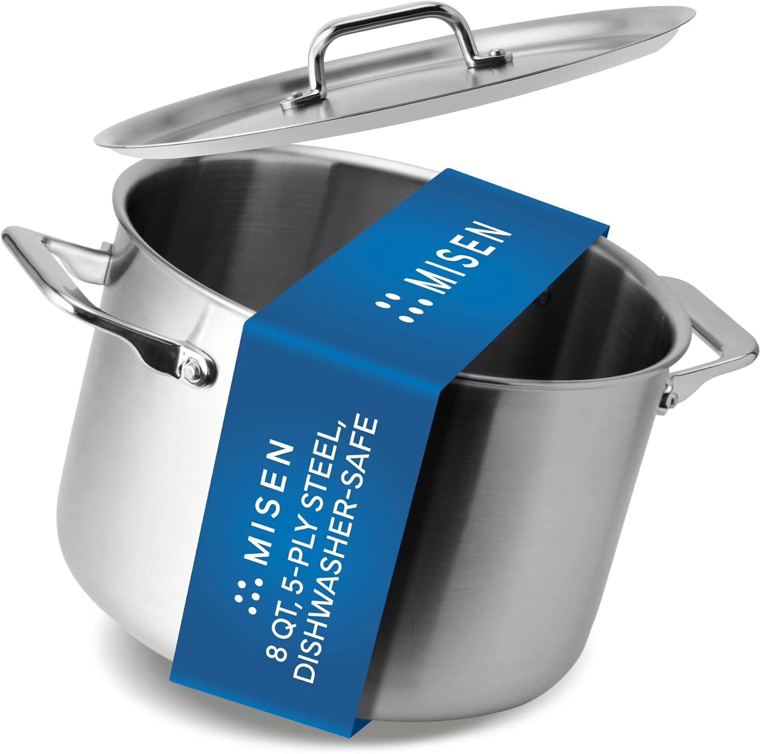Premium 8QT 5-Ply Stainless Steel Stockpot - Durable, Dishwasher Safe, Induction