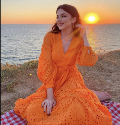 neon embroidered dress Neon Embroidered Midi Dress