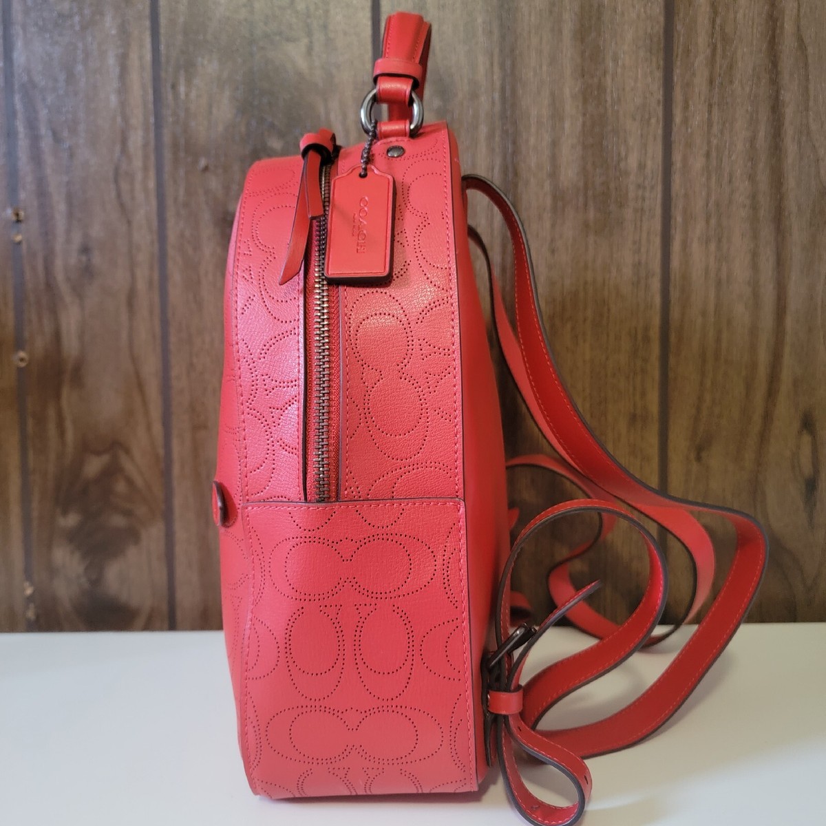 COACH Signature Jordyn Red Leather Medium Backpack | eBay display picture 2