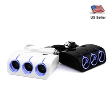 3 Sockets Car Cigarette Lighter Splitter 2 Usb Ports Charger Adapter