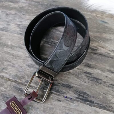 Coach Wide Harness Signature Leather Reversible Belt F55157 38mm  