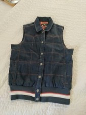 Ashley Smith Rvca Collab Flannel Lined Denim Vest S Quilted Jacket Snaps Retro