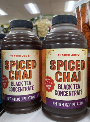 2 Packs Trader Joe's Spiced Chai Black Tea Concentrate 16 FL OZ