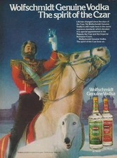 1981 Wolfschmidt Vodka - Czar Horseback Borzoi Russian Hound Dog - Print Ad Art