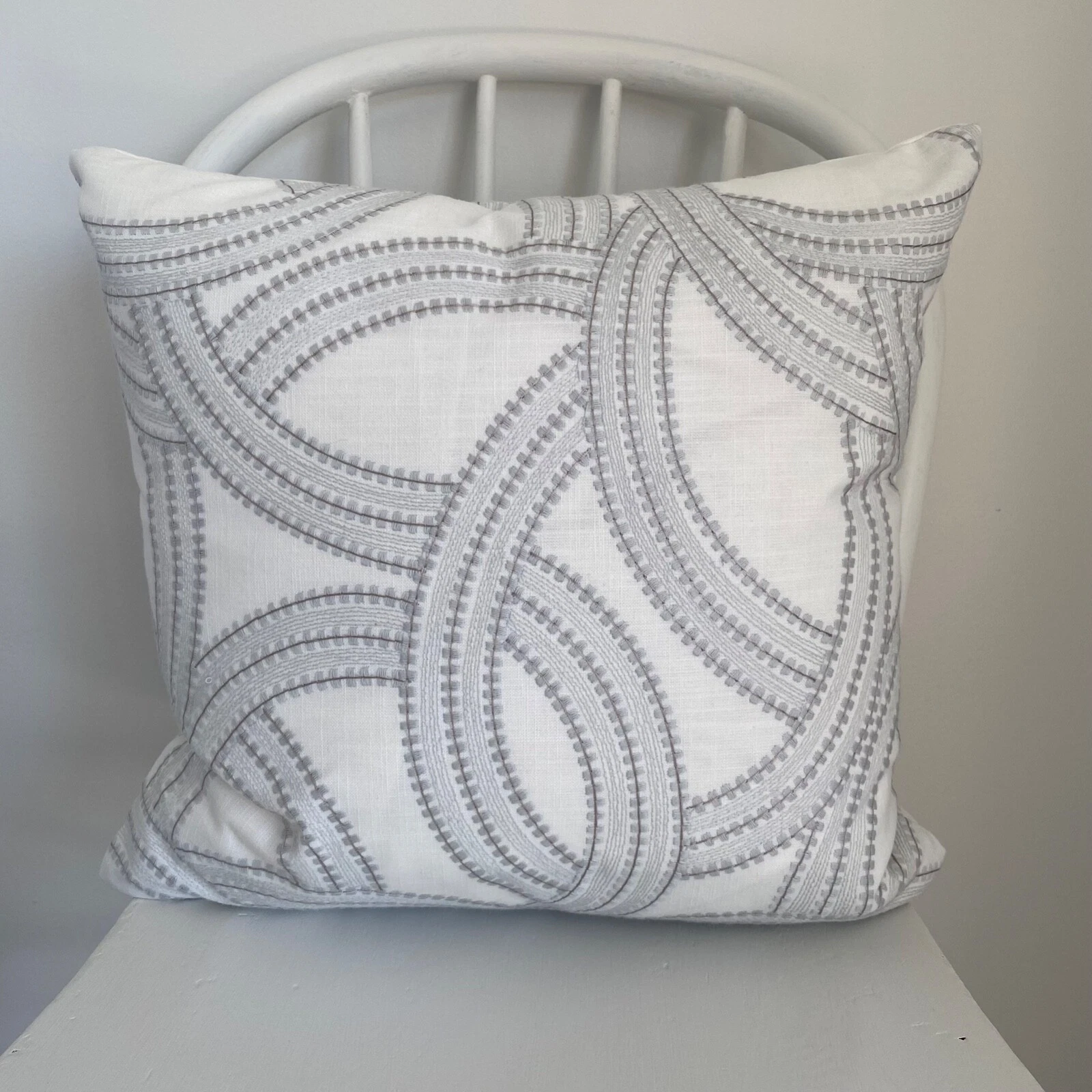 designer throw pillow Embroidered Linen , 18" 18" feather fill