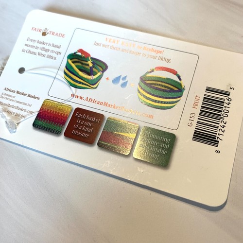 NWT African Fair Trade Woven Market Fruit Basket Shallow One of a Kind - Picture 5 of 5