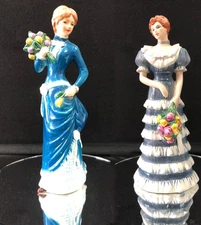 2 Goebel Figurines Lady with Flowers Series 1 of 4 1984 & Garden Fancier 1984