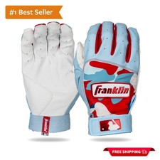 Official MLB Digitek Batting Gloves - Medium, White/Carolina Blue Flexibility